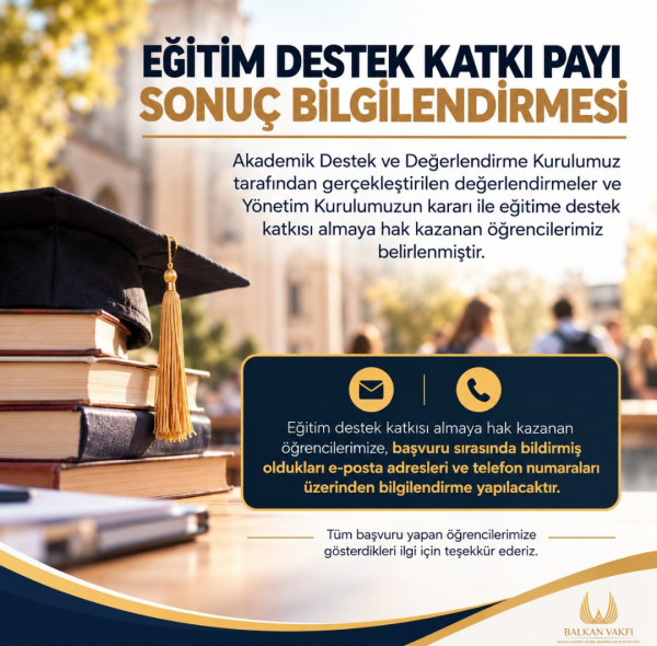 2026-2027 EĞİTİM DESTEK KATKISI SONUÇLARI BELİRLENDİ